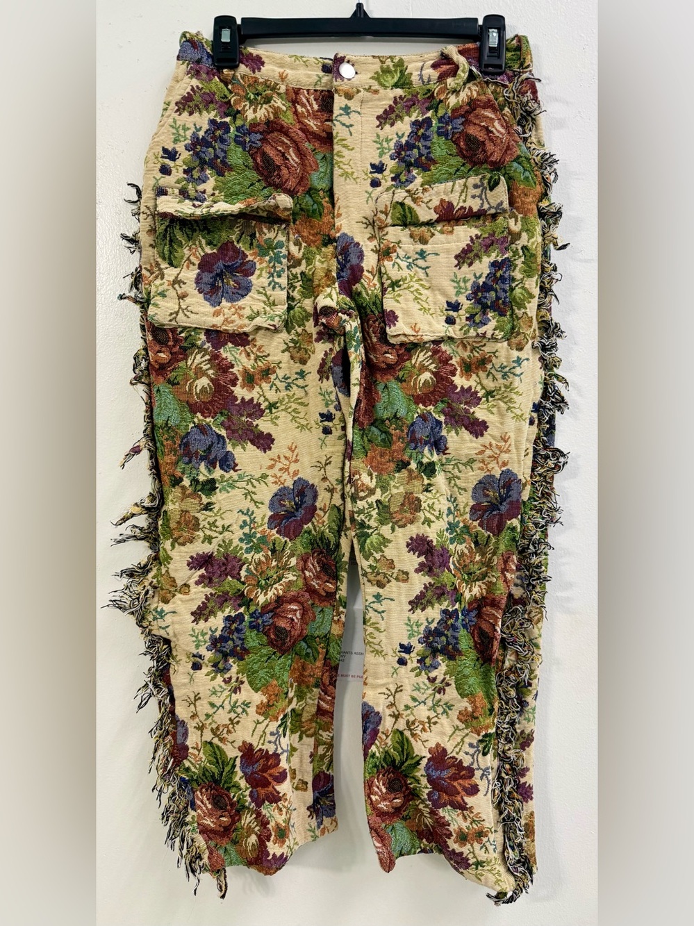 Floral Tapestry Cargo Pants in Cream